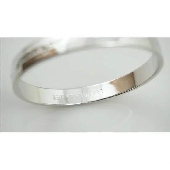 Authentic Kate Spade Best Friend Ever Idiom Bangle bracelet. Silver bride - Picture 3 of 11